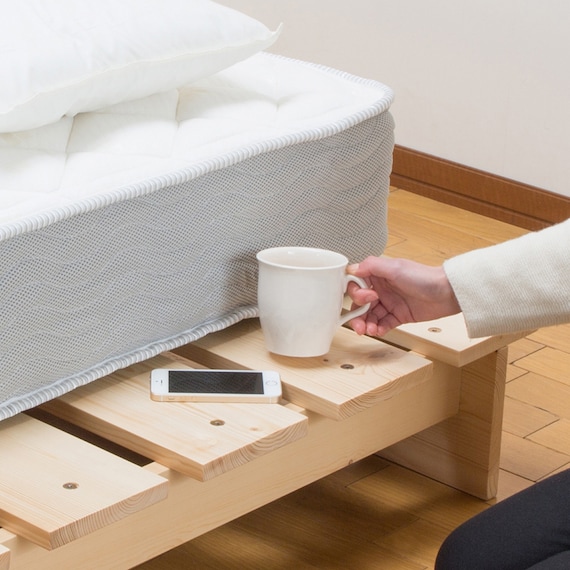 ダブル 天然木ステージすのこベッドフレーム (NA) 12枚目画像