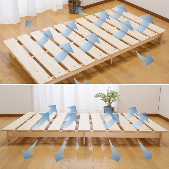 ダブル 天然木ステージすのこベッドフレーム (NA) 15枚目画像