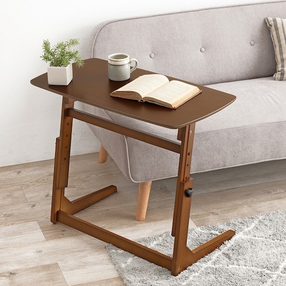 高さ4段階調整できる木目調テーブル (DBR) 1枚目画像