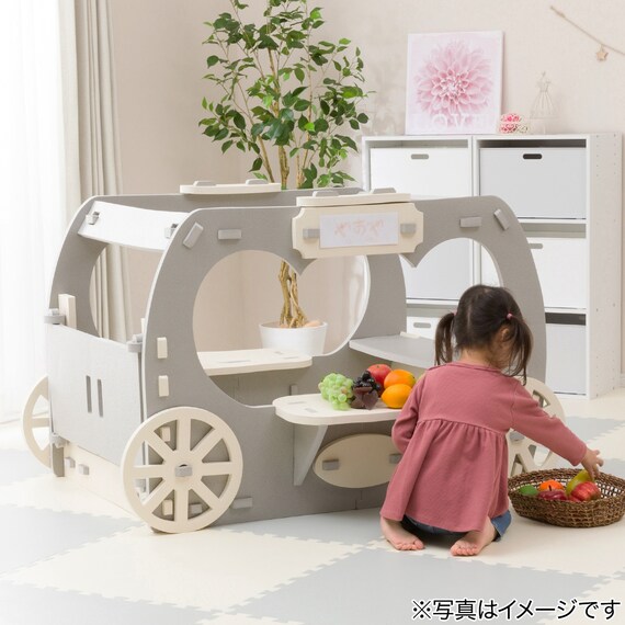 やわらか素材 ふわふわ キッズ馬車 抗菌付き(グレー) 3枚目画像