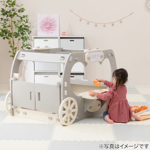 やわらか素材 ふわふわ キッズ馬車 抗菌付き(グレー) 4枚目画像