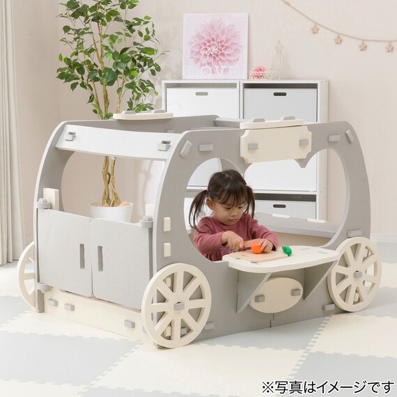 やわらか素材 ふわふわ キッズ馬車 抗菌付き(グレー) 5枚目画像