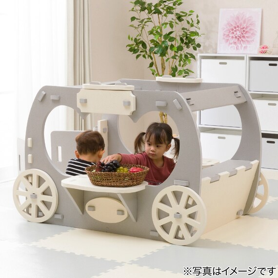 やわらか素材 ふわふわ キッズ馬車 抗菌付き(グレー) 6枚目画像