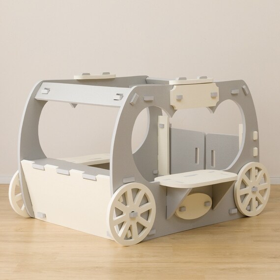 やわらか素材 ふわふわ キッズ馬車 抗菌付き(グレー) 7枚目画像