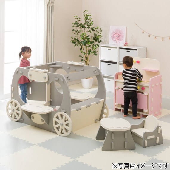 やわらか素材 ふわふわ キッズ馬車 抗菌付き(グレー) 10枚目画像