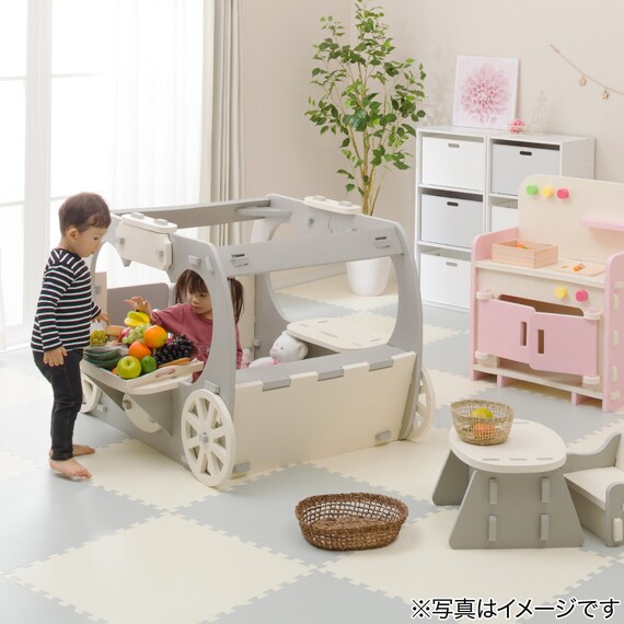 やわらか素材 ふわふわ キッズ馬車 抗菌付き(グレー) 11枚目画像