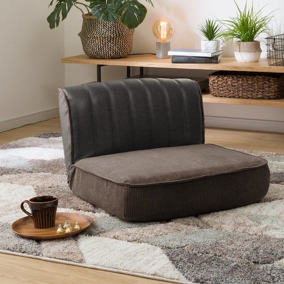 一人掛けヴィンテージローソファ(DGY-BK) 1枚目画像