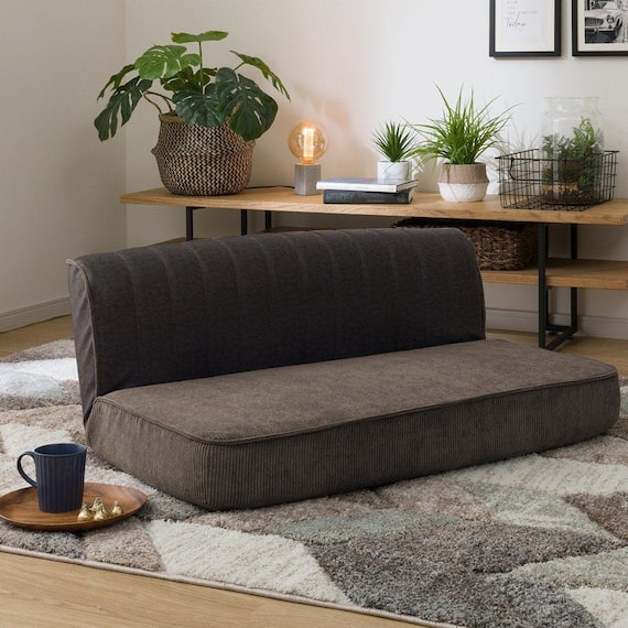 二人掛けヴィンテージローソファ(DGY-BK) 1枚目画像