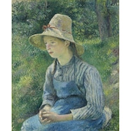 アートパネル Peasant Girl with a Straw Hat (ピサロ)