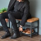 ベンチシューズラック(幅60cm ライトブラウン) 1枚目画像