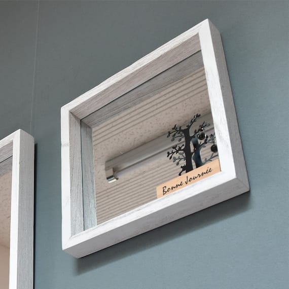 天然木アンティーク調 ウォールミラー3030(ホワイト) 1枚目画像