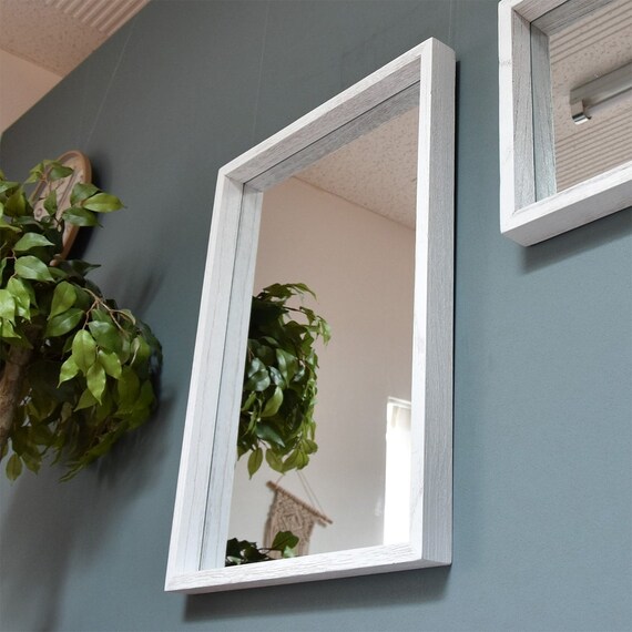 天然木アンティーク調 ウォールミラー4560(ホワイト) 1枚目画像