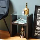 ガラス天板ナイトテーブル (DBR) 1枚目画像