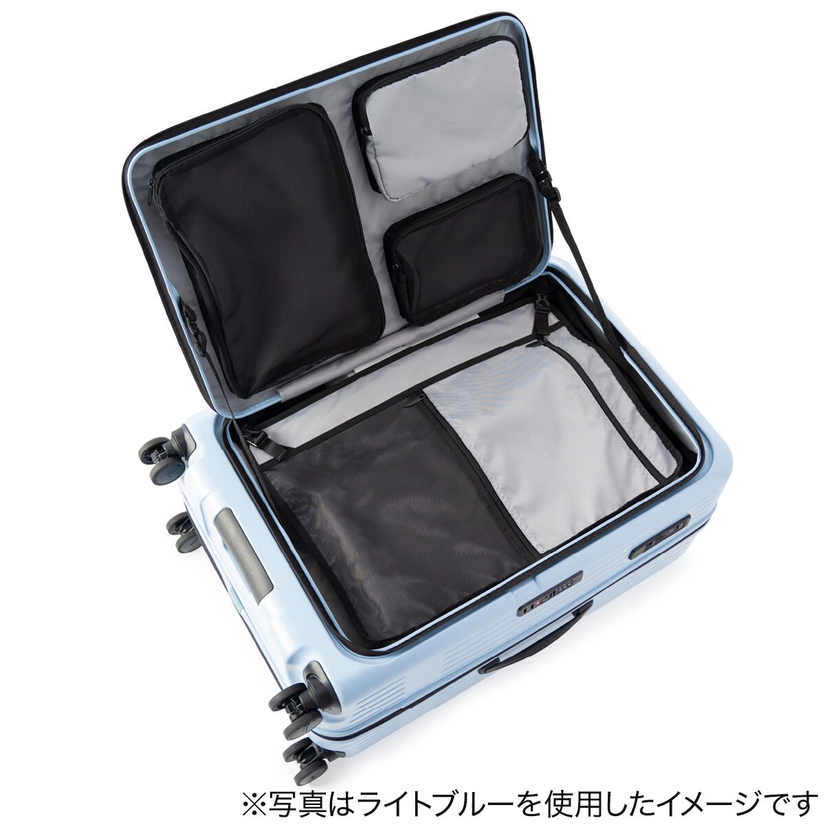 フロントオープン拡張ジッパータイプキャリーケース(70-78L パステル