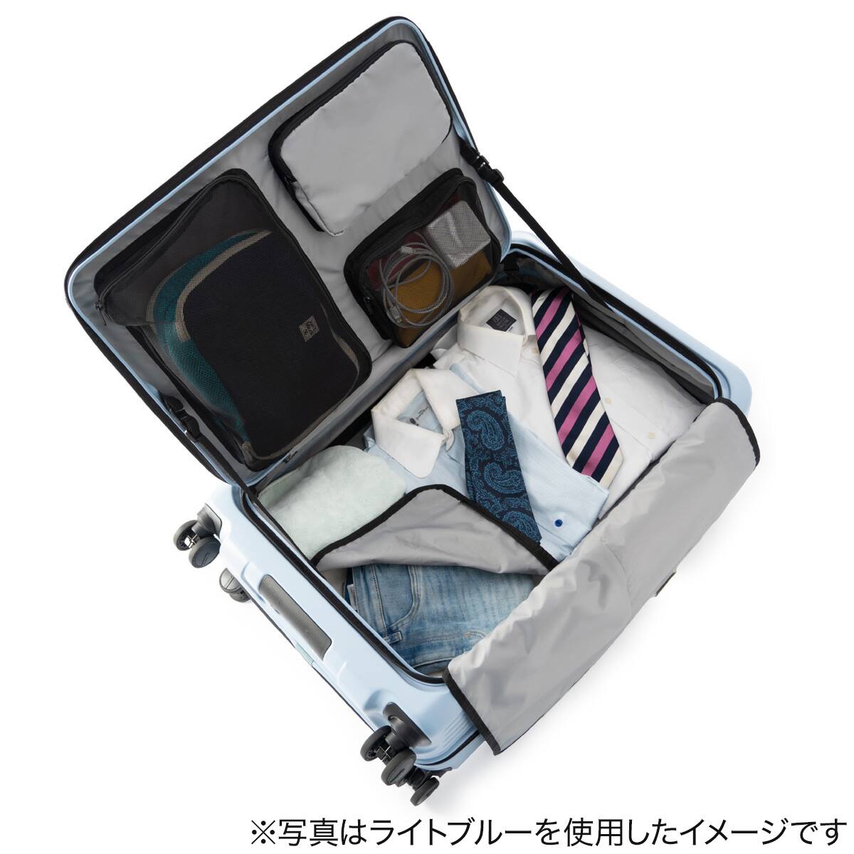 フロントオープン拡張ジッパータイプキャリーケース(70-78L パステル