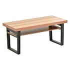 棚付き折りたたみテーブル(8038 ライトブラウン) 1枚目画像