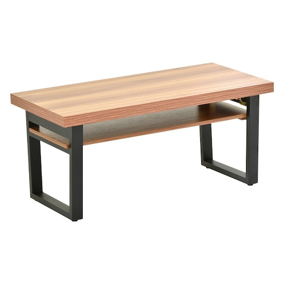 棚付き折りたたみテーブル(8038 ライトブラウン) 1枚目画像