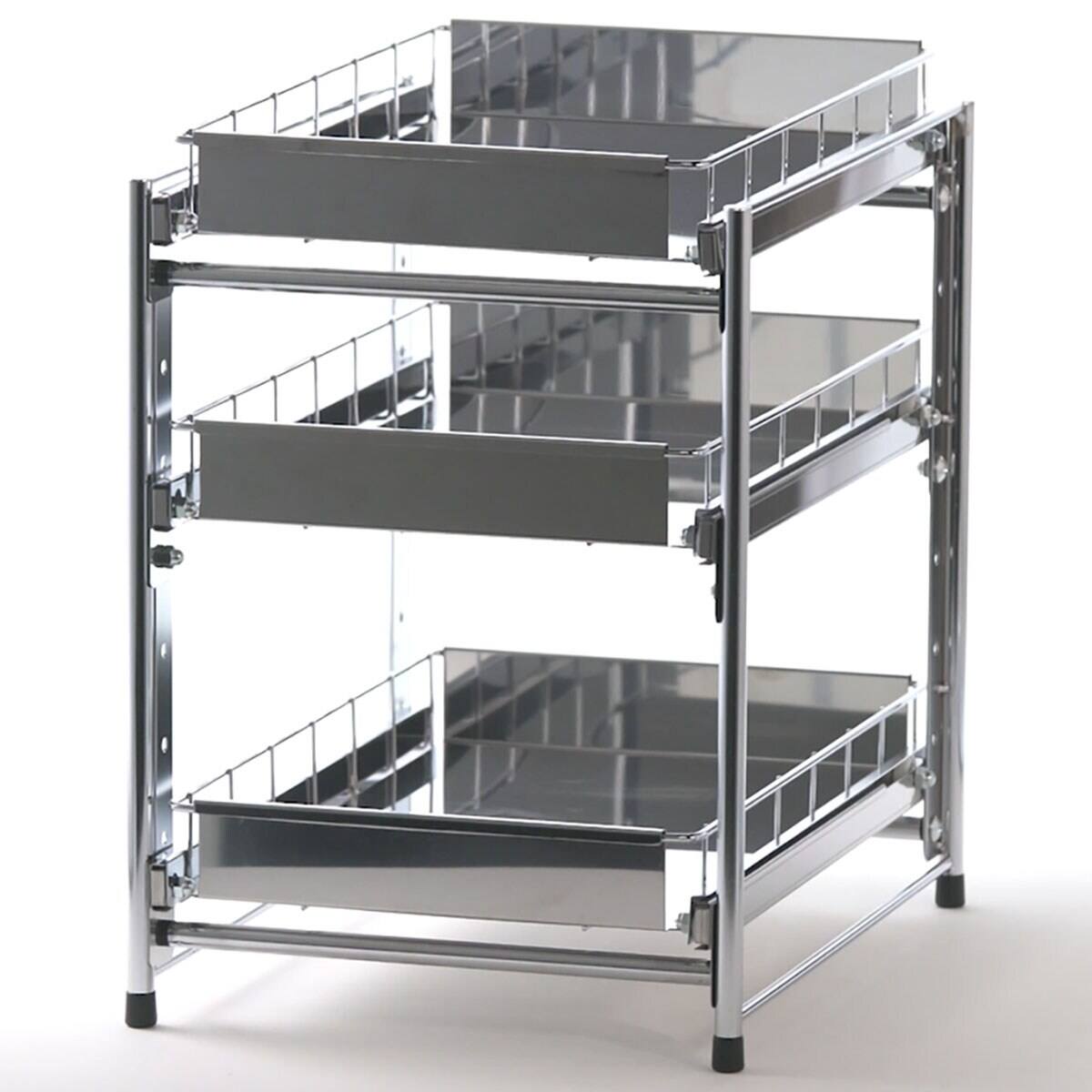 ステンレス棚シンク下収納ラック(3段 幅30cm) | ニトリネット【公式