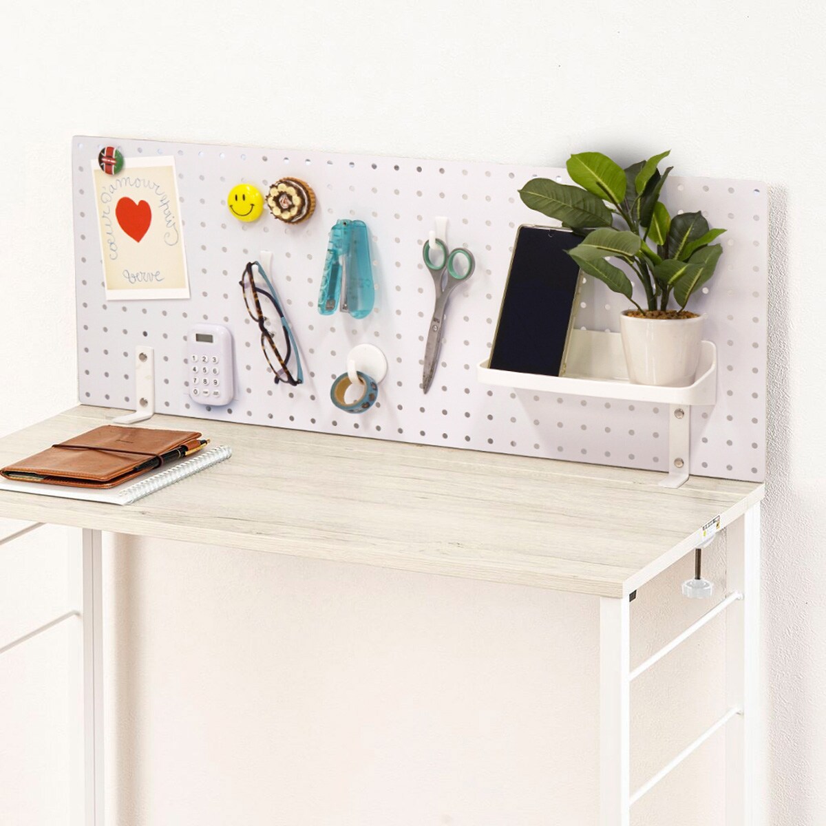 Nポルダ　ホワイトスチールラック ペグボード付き Nポルダホワイトスチールラック ペグボード付き