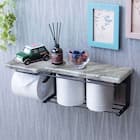 棚付きトイレットペーパーホルダー(ストックタイプ 石目ホワイト) 1枚目画像