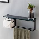 棚付きトイレットペーパーホルダー(ストックタイプ ガラスブラック) 7枚目画像