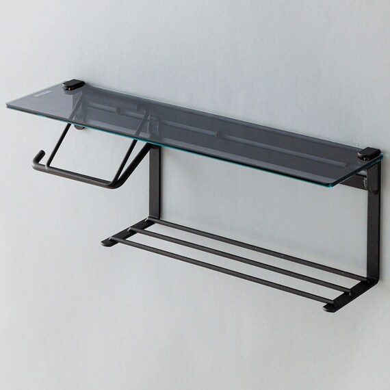 棚付きトイレットペーパーホルダー(ストックタイプ ガラスブラック) 9枚目画像