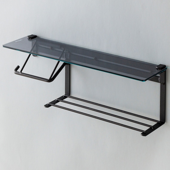 棚付きトイレットペーパーホルダー(ストックタイプ ガラスブラック) 9枚目画像