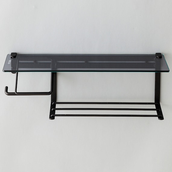 棚付きトイレットペーパーホルダー(ストックタイプ ガラスブラック) 10枚目画像