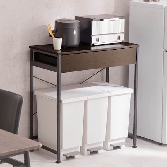 引出し付きゴミ箱上ラック (W80 DBR) 1枚目画像