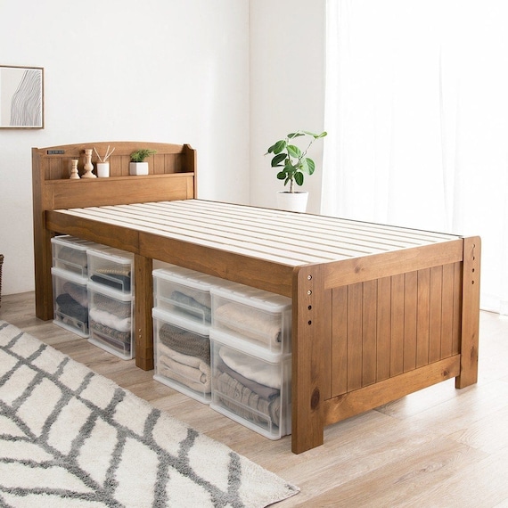 宮付きすのこベッド (ハイタイプ S LBR) 1枚目画像