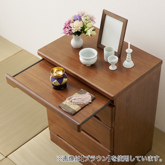天然木仏壇チェスト3段(LBR) 2枚目画像