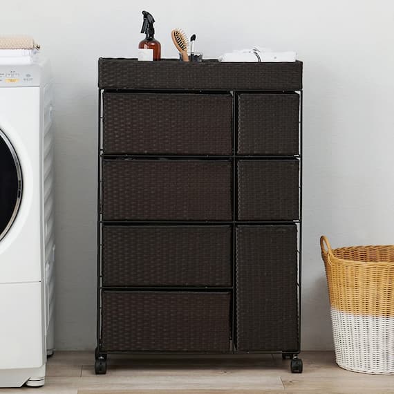 ランドリーチェスト (幅66 引出7杯 ダークブラウン) 1枚目画像