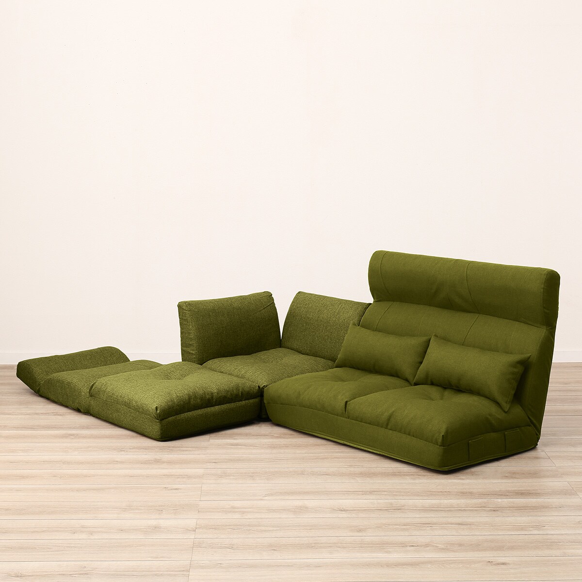ニトリ　コーナーソファークッション　グリーン ニトリ（NITORI） ソファー ソファ コーナーソファ3点セット