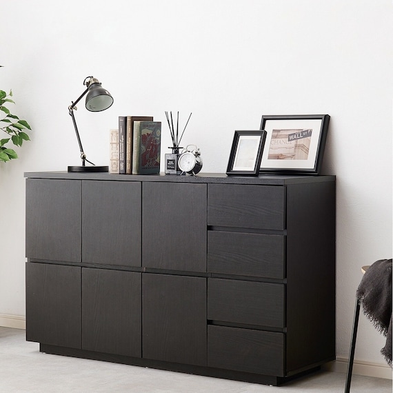 シンプルデザインキャビネット (幅119cm DBR) 1枚目画像