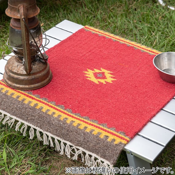 ウール100%ランチョンマット4枚セット キリムIS (OR) 3枚目画像