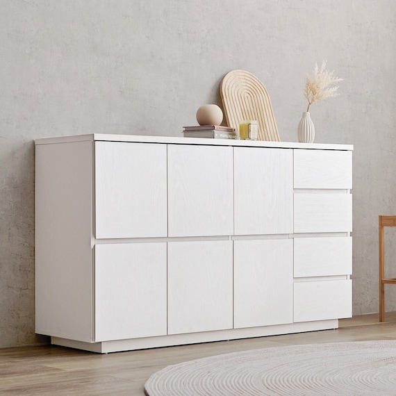 シンプルデザインキャビネット (幅119cm WH) 1枚目画像