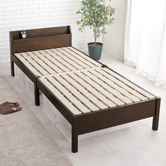 組立簡単 頑丈ロングベッド (シングル DBR) 1枚目画像