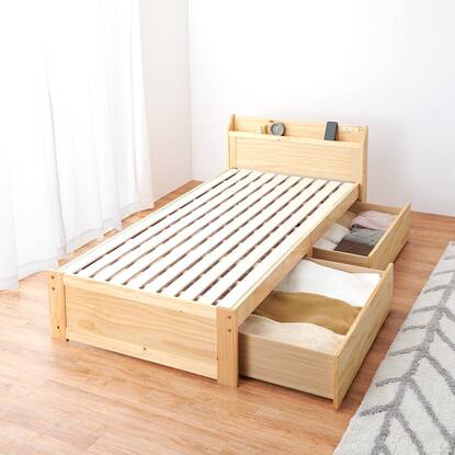 大容量収納付き 天然木頑丈ベッド【期間限定価格：2/21～4/7まで】通販  