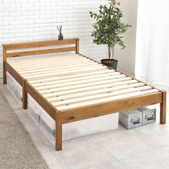 組立簡単 頑丈すのこベッド (セミダブル LBR) 1枚目画像