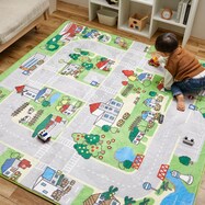 洗えるキッズラグ ニュータウン 190×190【期間限定価格:11/28~1/5まで】