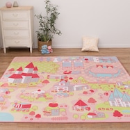 洗えるキッズラグ プリンセスタウン 190×190