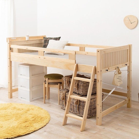頑丈棚付きロフトベッド ロータイプ(高さ122cm NA) 1枚目画像