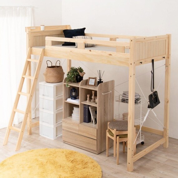 頑丈棚付きロフトベッド ハイタイプ(高さ186cm NA) 1枚目画像