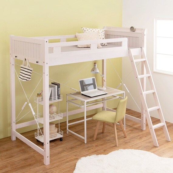 頑丈棚付きロフトベッド ハイタイプ(高さ186cm WW) 1枚目画像