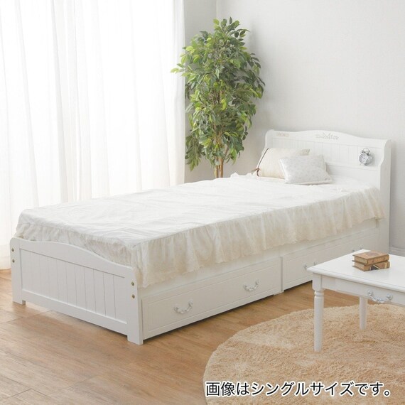 セミシングルショートベッドフレーム (ポケットコイルマットレス付き WH) 1枚目画像