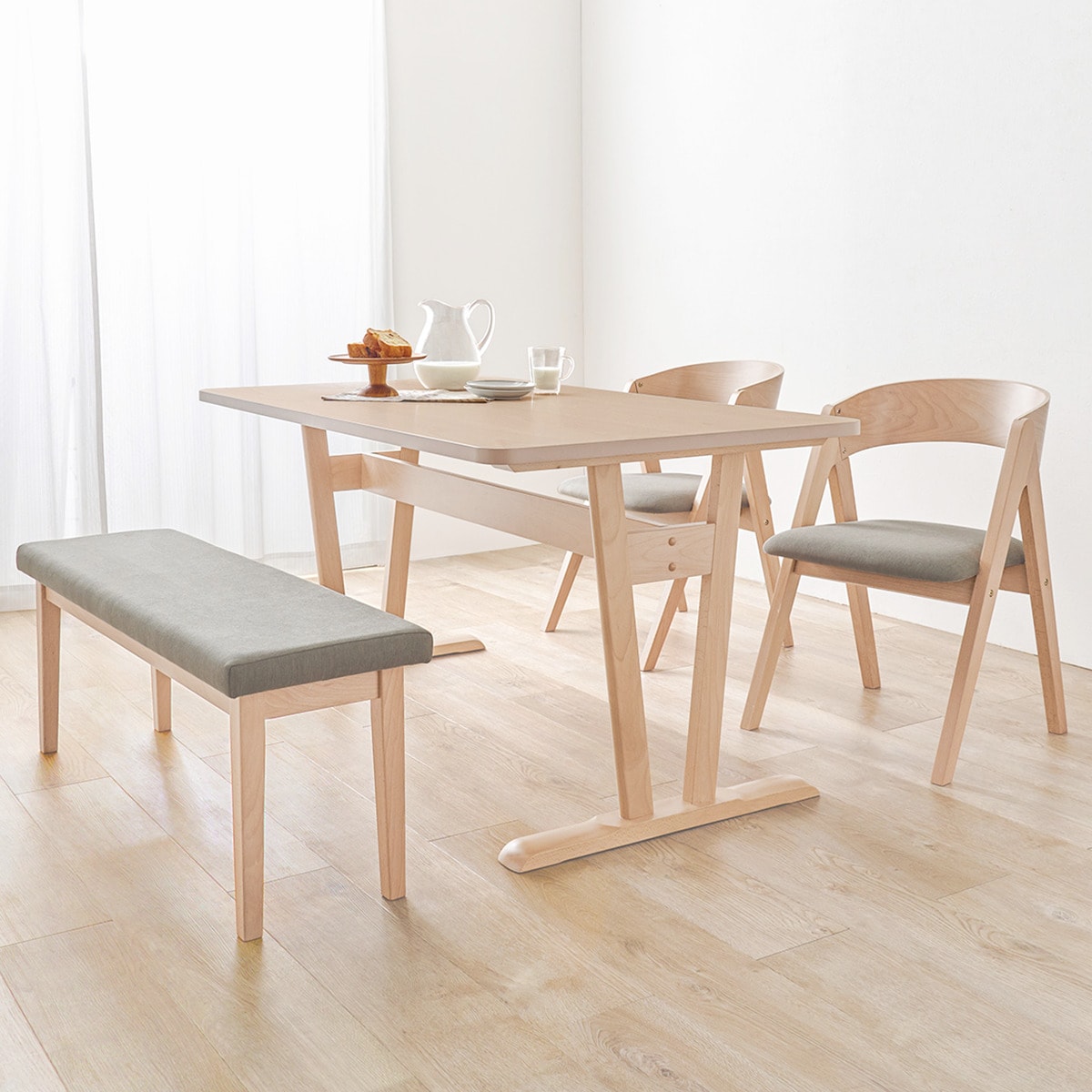 ビーチ材ダイニングベンチ (NA/LGY) | ニトリネット【公式】 家具