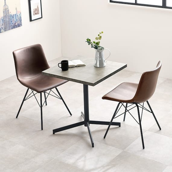 コンクリート調ダイニング3点セット (GY/DBR) 1枚目画像