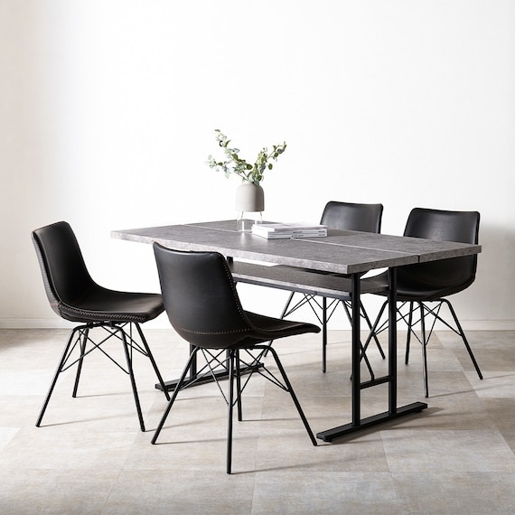 コンクリート調ダイニング5点セット (BK/BK) 1枚目画像