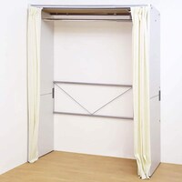 伸縮クローゼットハンガーラック(上棚なしタイプ 幅128cm アイボリー)