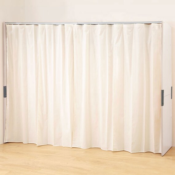 伸縮クローゼットハンガーラック(上棚なしタイプ 幅128cm アイボリー) 2枚目画像